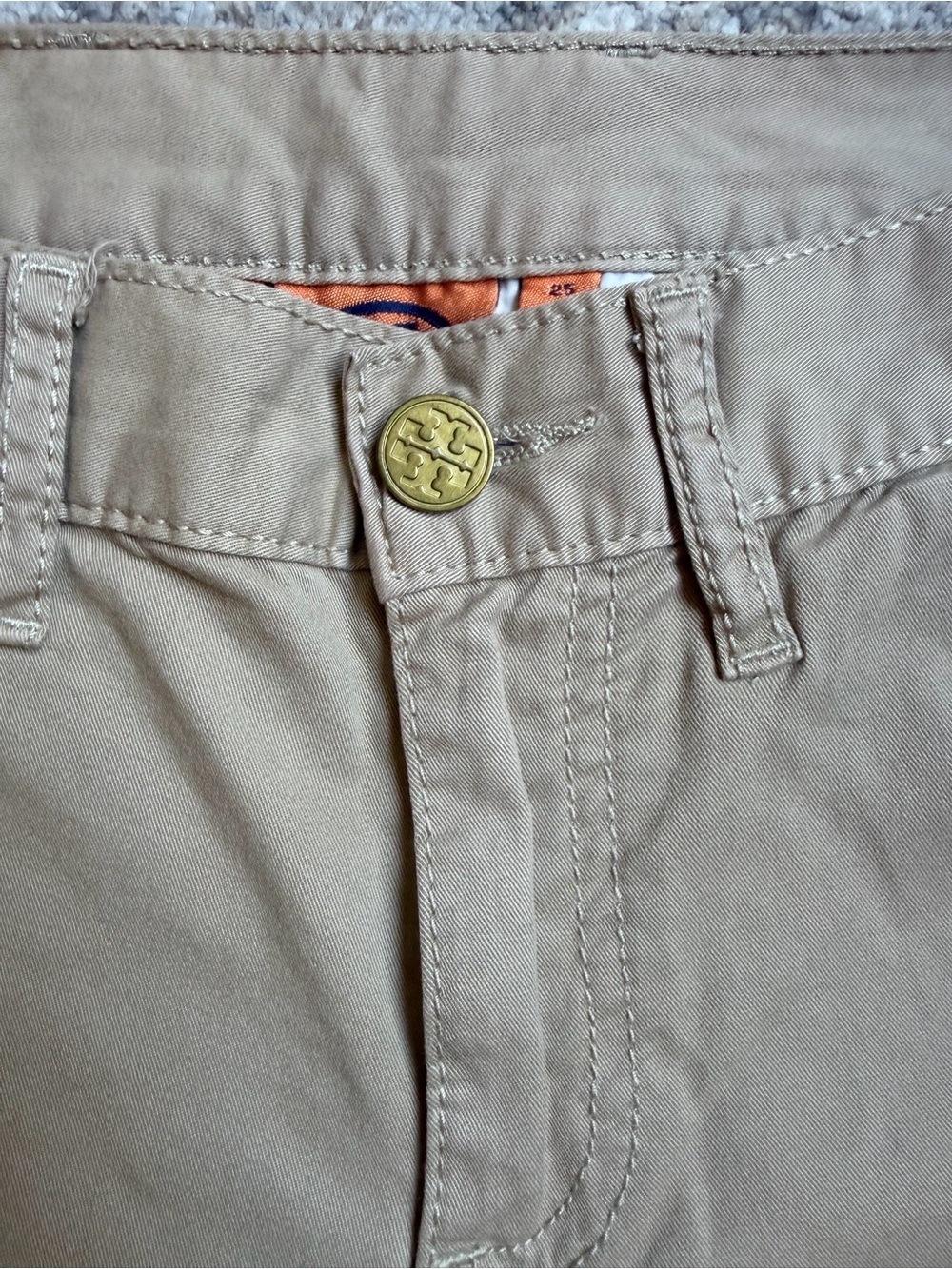 Tory Burch Men's Slim Straight Chinos in Light Khaki - Picture 3 of 5